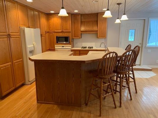 Interior, Kitchen, Pendant Lights, Recessed Lighting, Wood Texture Flooring