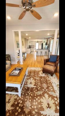 Interior, Kitchen, Living room, Pendant Lights, Recessed Lighting, Wood Texture Flooring