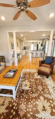 Interior, Kitchen, Living room, Recessed Lighting, Wood Texture Flooring