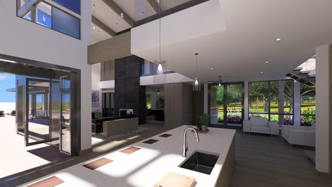 Interior, Pendant Lights, Recessed Lighting, Wood Texture Flooring