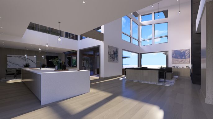 Interior, Pendant Lights, Recessed Lighting, Wood Texture Flooring