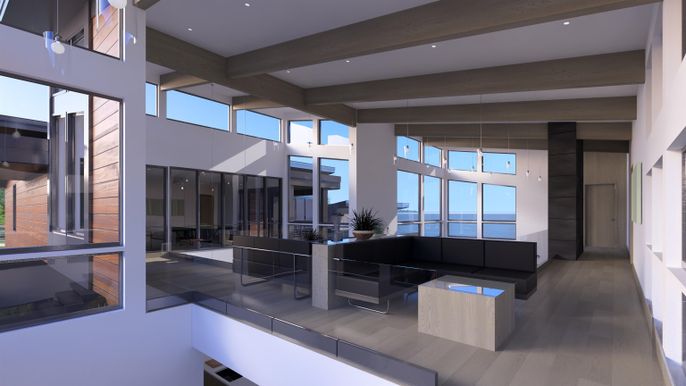 Interior, Living room, Recessed Lighting, Wooden Beams, Wood Texture Flooring