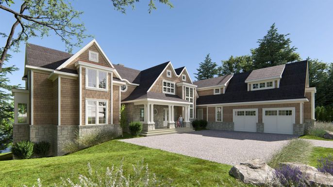 Attached, Exterior, Facade, Brick Facade, Cape Cod
