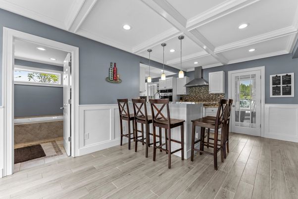 Interior, Kitchen, Pendant Lights, Recessed Lighting, Wood Texture Flooring