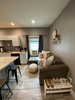 Interior, Kitchen, Living room, Recessed Lighting, Wood Texture Flooring