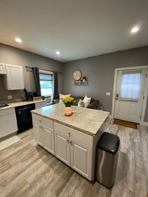 Interior, Kitchen, Recessed Lighting, Wood Texture Flooring