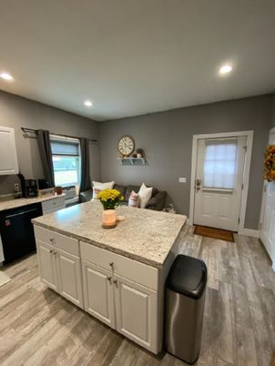 Interior, Kitchen, Recessed Lighting, Wood Texture Flooring