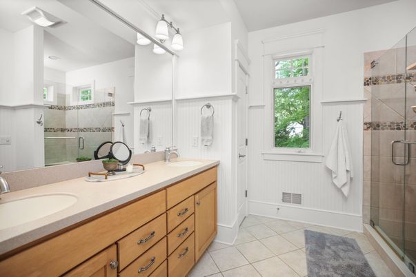 Bathroom, Dual Sink Vanities, Glass Shower, Interior