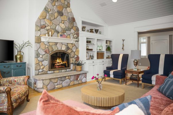 Fireplace, Interior, Living room, Stone Walls