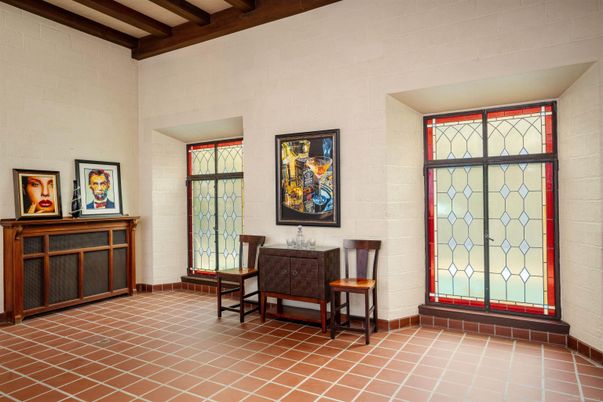 Interior, Stone Walls, Wooden Beams