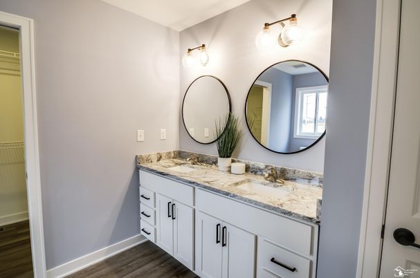 Bathroom, Dual Sink Vanities, Interior, Wood Texture Flooring