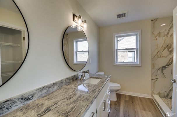 Bathroom, Interior, Marble Walls, Wood Texture Flooring