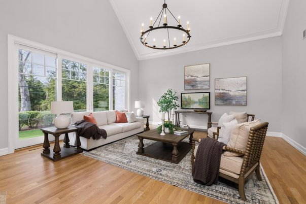 Chandelier, Interior, Living room, Pendant Lights, Wood Texture Flooring