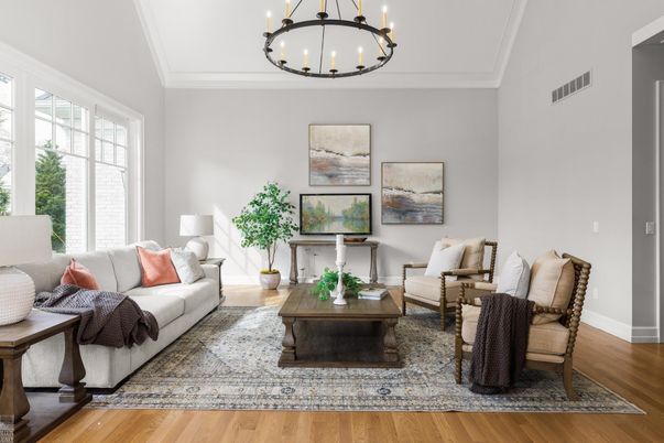 Chandelier, Interior, Living room, Wood Texture Flooring