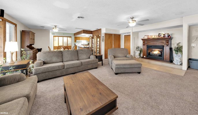 Dining room, Fireplace, Interior, Living room