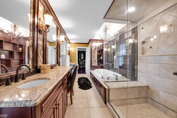 Bathroom, Dual Sink Vanities, Glass Shower, Interior, Recessed Lighting