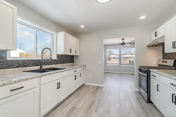 Interior, Kitchen, Recessed Lighting, Wood Texture Flooring