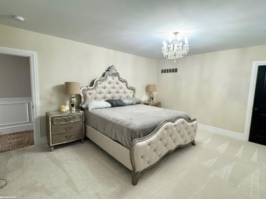 Bedroom, Chandelier, Interior