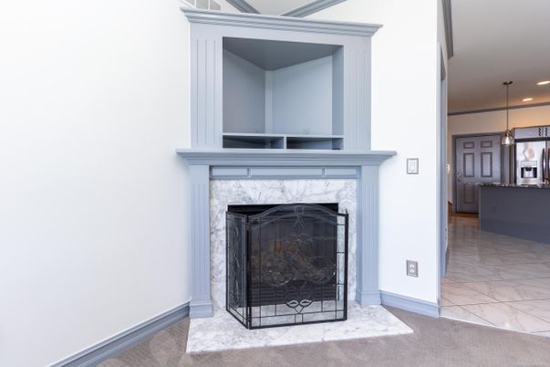 Fireplace, Interior, Marble, Pendant Lights, Recessed Lighting