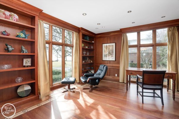 Home Office, Interior, Recessed Lighting, Wood Texture Flooring