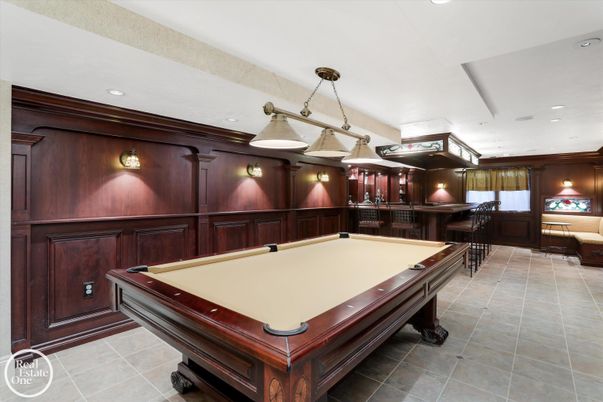 Billiard Table, Game Room, Interior, Pendant Lights, Recessed Lighting