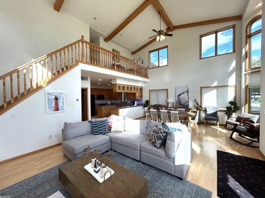 Dining room, Interior, Kitchen, Living room, Recessed Lighting, Wooden Beams, Wood Texture Flooring