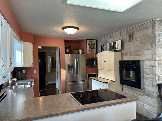 Interior, Kitchen, Stainless Steel Appliances, Stone Walls
