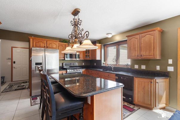 Chandelier, Interior, Kitchen, Stainless Steel Appliances