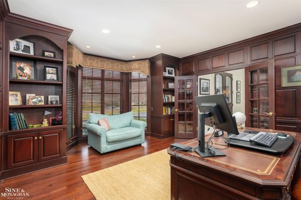 Home Office, Interior, Recessed Lighting, Wood Texture Flooring