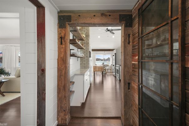 Dining room, Interior, Recessed Lighting, Wood Texture Flooring