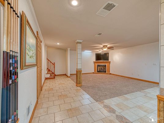 Empty room, Fireplace, Interior, Recessed Lighting