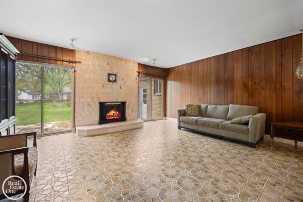 Fireplace, Interior, Living room, Stone Walls, Wooden Walls