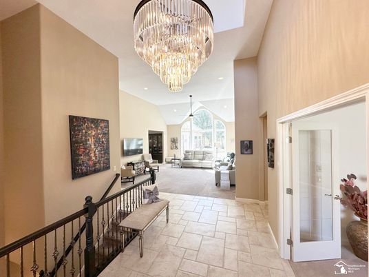 Chandelier, Interior, Living room, Recessed Lighting