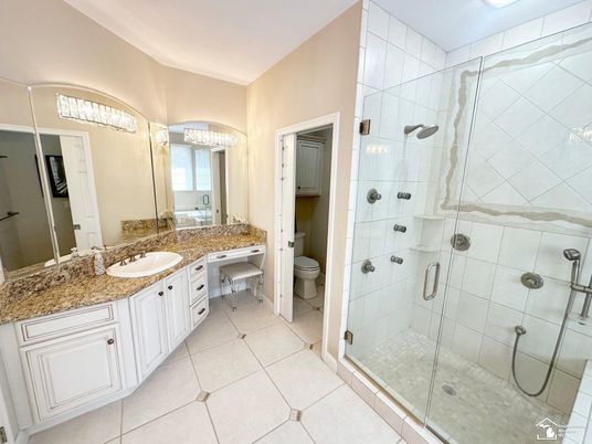 Bathroom, Dual Sink Vanities, Glass Shower, Interior