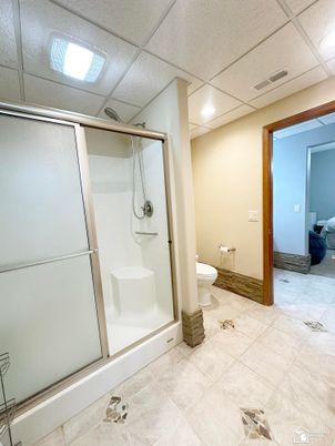 Bathroom, Glass Shower, Interior, Recessed Lighting