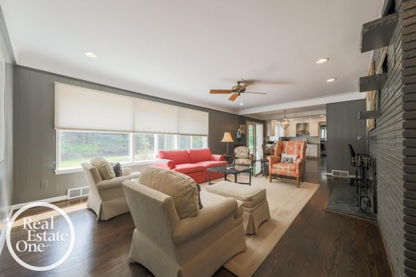 Interior, Kitchen, Living room, Pendant Lights, Recessed Lighting, Stainless Steel Appliances, Wood Texture Flooring
