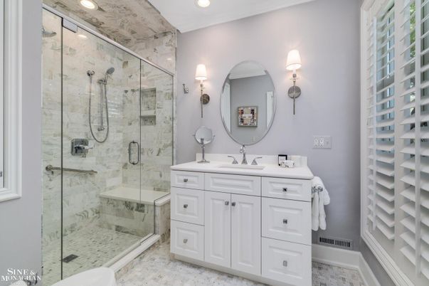 Bathroom, Glass Shower, Interior, Recessed Lighting