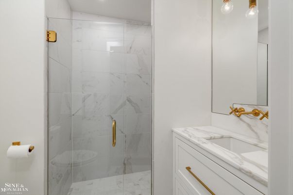 Bathroom, Glass Shower, Interior, Marble Walls