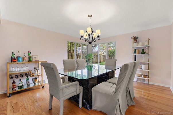 Chandelier, Dining room, Interior, Wood Texture Flooring