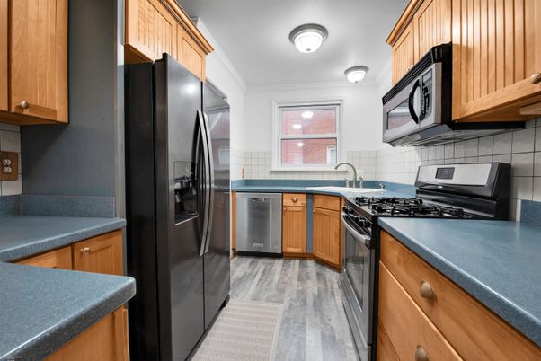 Interior, Kitchen, Stainless Steel Appliances, Wood Texture Flooring