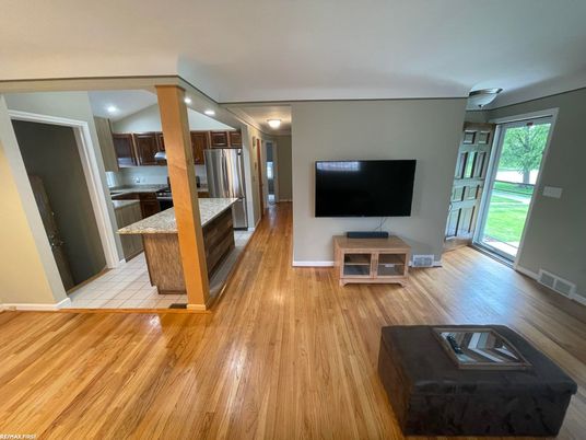 Interior, Kitchen, Stainless Steel Appliances, Wood Texture Flooring