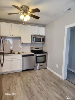 Interior, Kitchen, Stainless Steel Appliances, Wood Texture Flooring