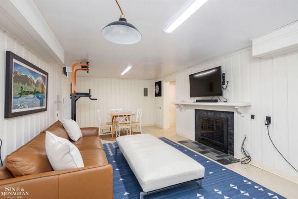 Dining room, Fireplace, Fitness Equipment, Interior, Living room