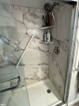 Bathroom, Glass Shower, Interior, Marble Walls