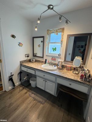 Bathroom, Dual Sink Vanities, Interior, Wood Texture Flooring