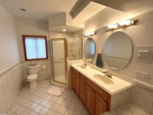Bathroom, Dual Sink Vanities, Glass Shower, Interior, Recessed Lighting