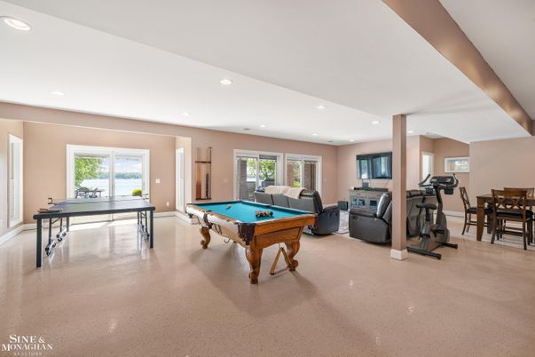 Billiard Table, Fitness Equipment, Game Room, Interior, Recessed Lighting