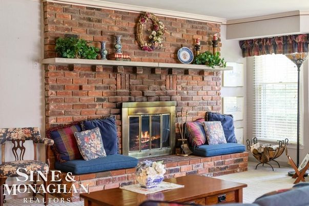 Fireplace, Interior, Living room, Stone Walls