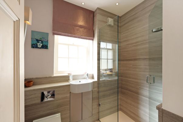 Bathroom, Glass Shower, Interior, Recessed Lighting