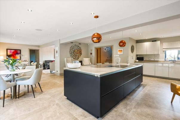 Dining room, Interior, Kitchen, Pendant Lights, Recessed Lighting, Stainless Steel Appliances